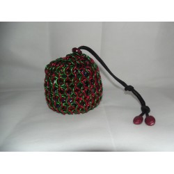 Red and Green Christmas Themed Large Chainmaille Dice Bag