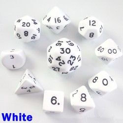 Opaque White 10 Dice Set